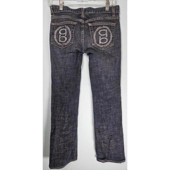 Bebe Women's Dark Wash Bootcut Low Rise Rhinestone Jeans - Size 28 - Picture 2 of 9